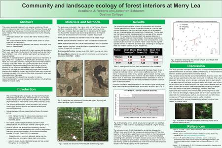 Community and landscape ecology of forest interiors at Merry Lea Aradhana J. Roberts and Jonathon Schramm Goshen College Abstract Introduction Materials.