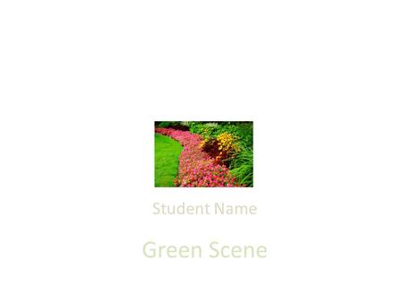 Green Scene Student Name. Green Scene Services Lawn Mowing, Triming & edging Aeration, fertilization, weed control We also do Spring and Fall Clean-up.