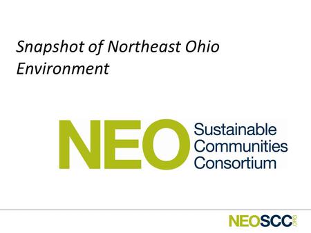 Snapshot of Northeast Ohio Environment. Overview Topography Watersheds Parks and Conservation Areas Land Cover (developed areas, forests, wetlands, agriculture)