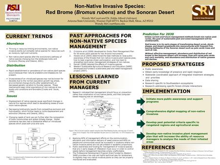 Non-Native Invasive Species: Red Brome (Bromus rubens) and the Sonoran Desert Wendy McCourt and Dr. Eddie Alford (Advisor) Arizona State University, Wanner.