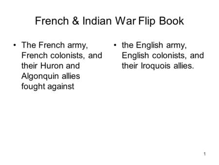 French & Indian War Flip Book