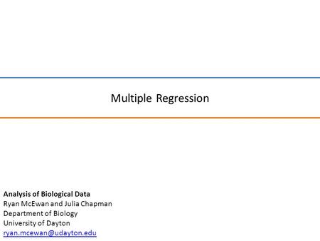 Multiple Regression Analysis of Biological Data