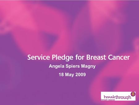 Service Pledge User involvement Successes Recognised model Next steps Angela Spiers Magny 18 May 2009.