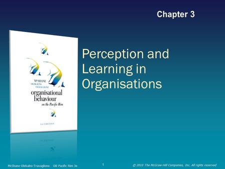 Perception and Learning in Organisations McShane-Olekalns-Travaglione OB Pacific Rim 3e © 2010 The McGraw-Hill Companies, Inc. All rights reserved 1.