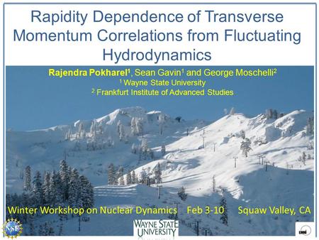 Rapidity Dependence of Transverse Momentum Correlations from Fluctuating Hydrodynamics Rajendra Pokharel 1, Sean Gavin 1 and George Moschelli 2 1 Wayne.