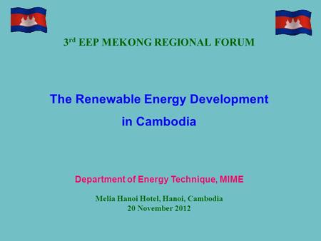 The Renewable Energy Development in Cambodia