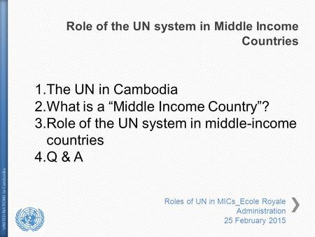 Role of the UN system in Middle Income Countries