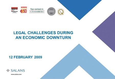 LEGAL CHALLENGES DURING AN ECONOMIC DOWNTURN 12 FEBRUARY 2009.