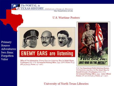 University of North Texas Libraries Primary Source Adventures: Iwo Jima: Forgotten Valor Office of War Information. Enemy Ears Are Listening. Illus. by.