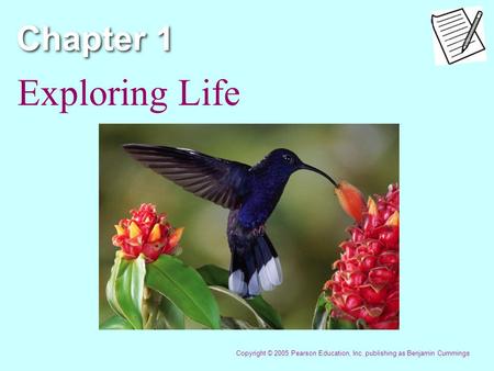 Chapter 1 Exploring Life Copyright © 2005 Pearson Education, Inc. publishing as Benjamin Cummings.