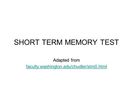 PPT - Memory Test PowerPoint Presentation, free download - ID:3470448