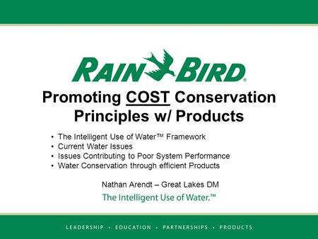 Promoting COST Conservation Principles w/ Products