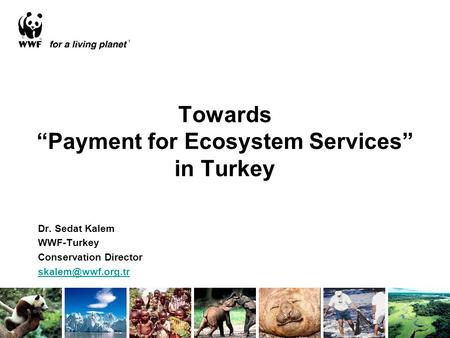Towards “Payment for Ecosystem Services” in Turkey Dr. Sedat Kalem WWF-Turkey Conservation Director