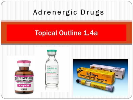 Adrenergic Drugs Topical Outline 1.4a.