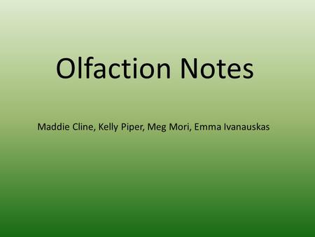 Olfaction Notes Maddie Cline, Kelly Piper, Meg Mori, Emma Ivanauskas.