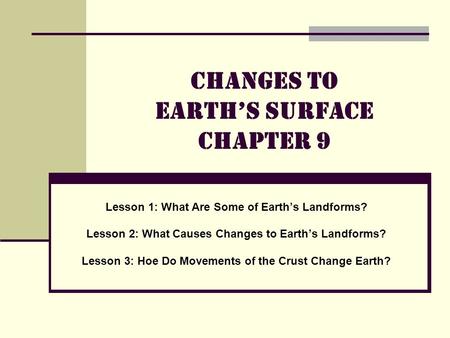 Changes to Earth’s Surface Chapter 9
