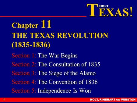 Chapter 11 THE TEXAS REVOLUTION ( )