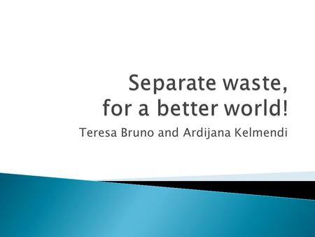 Teresa Bruno and Ardijana Kelmendi.  Problem: Burn the rubbish  Solution: Recycling.