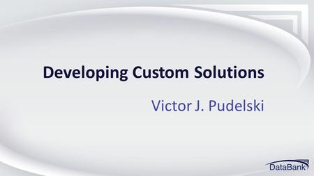 Developing Custom Solutions Victor J. Pudelski. What is a Custom Solution???