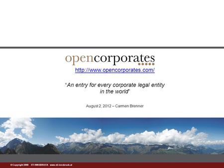 © Copyright 2008 STI INNSBRUCK   “An entry for every corporate legal entity in the.