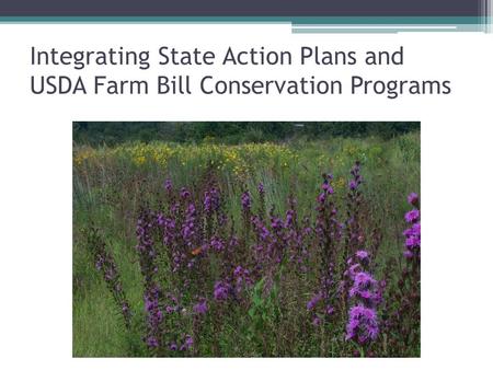 Integrating State Action Plans and USDA Farm Bill Conservation Programs.