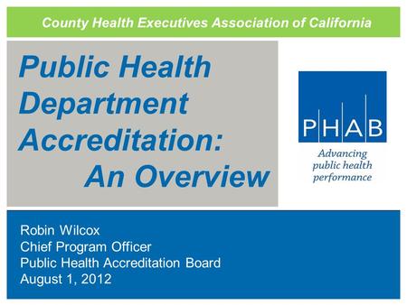 Public Health Department Accreditation: An Overview