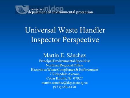 Universal Waste Handler Inspector Perspective