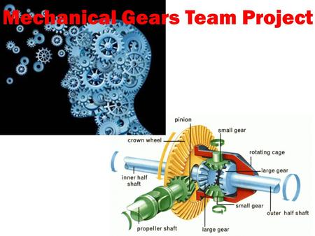 Mechanical Gears Team Project. Teams You will be grouped into teams of four. Each team will have a Team Leader, Engineer, Graphic Designer, and Logistician.