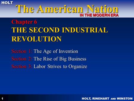 Chapter 6 THE SECOND INDUSTRIAL REVOLUTION