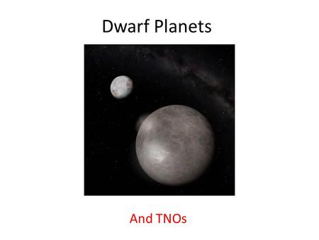 Dwarf Planets And TNOs. The Problem of Pluto Pluto was discovered in 1930. Named after the god of the dead. Its position was predicted by perturbations.