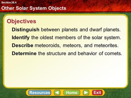 Objectives Distinguish between planets and dwarf planets.