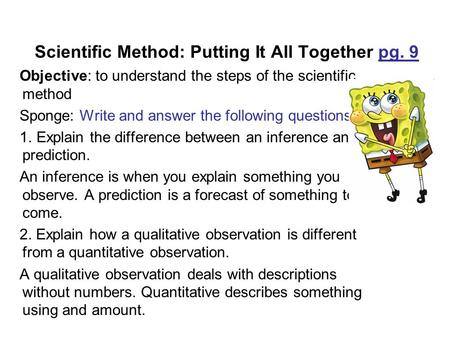 Scientific Method: Putting It All Together pg. 9