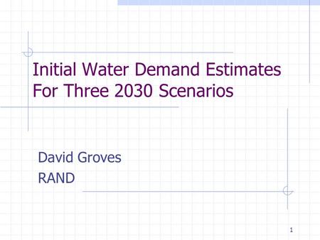 1 Initial Water Demand Estimates For Three 2030 Scenarios David Groves RAND.