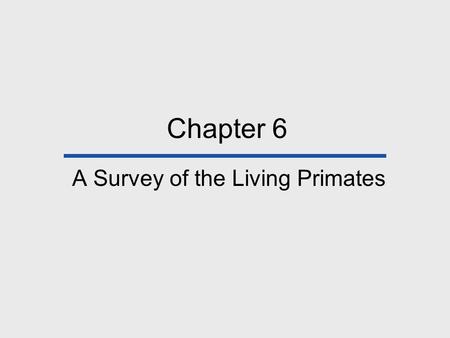 A Survey of the Living Primates
