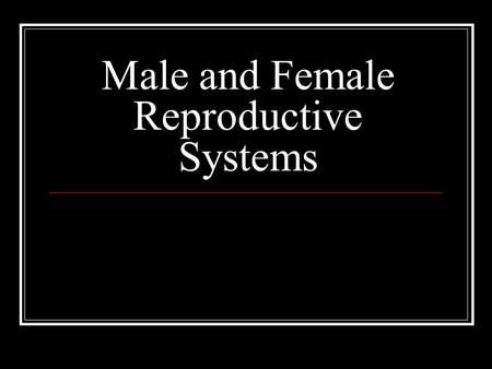Male and Female Reproductive Systems
