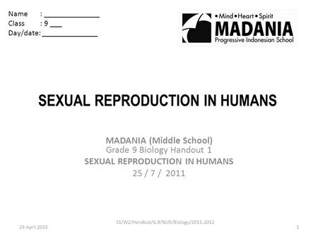 SEXUAL REPRODUCTION IN HUMANS