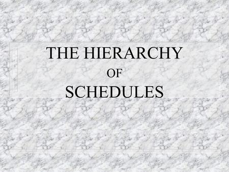 THE HIERARCHY OF SCHEDULES. DR. Nabil Dmaidi 1. Materials Need to determine – Quantities takeoff – Availability and probable delivery time – Type of materials.