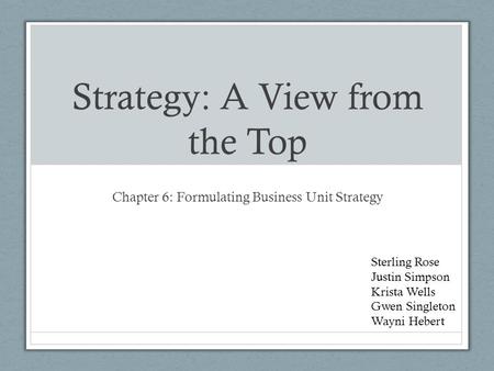 Strategy: A View from the Top