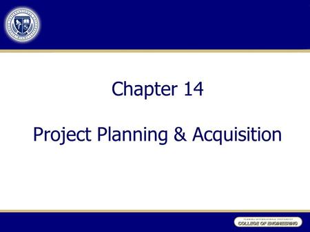 Chapter 14 Project Planning & Acquisition