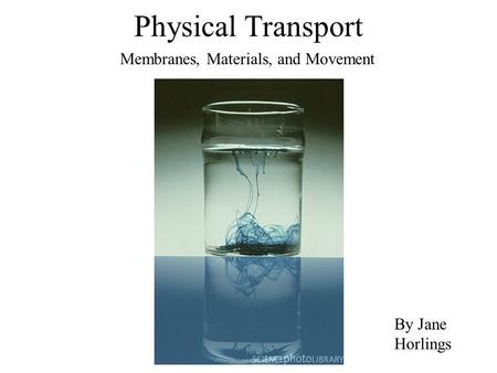Physical Transport Membranes, Materials, and Movement By Jane Horlings.