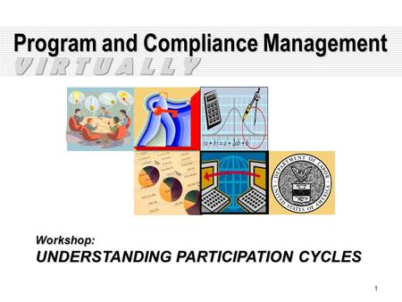 1 Program and Compliance Management Workshop: UNDERSTANDING PARTICIPATION CYCLES V I R T U A L L Y.