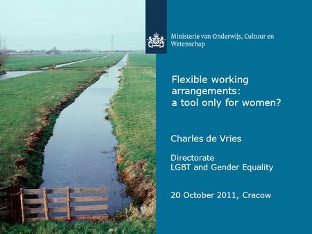 Flexible working arrangements: a tool only for women? Charles de Vries Directorate LGBT and Gender Equality 20 October 2011, Cracow.