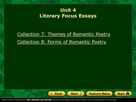Unit 4 Literary Focus Essays