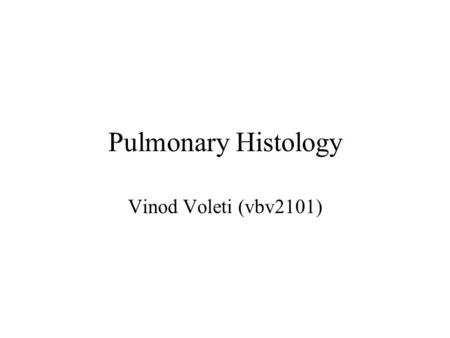 Pulmonary Histology Vinod Voleti (vbv2101). Zones 1)Conducting -Warm -Filter -Moisten 2) Respiratory - Gas Exchange.