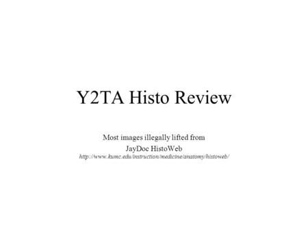 Y2TA Histo Review Most images illegally lifted from JayDoc HistoWeb
