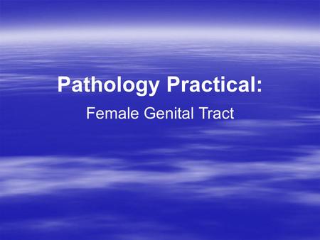 Pathology Practical: Female Genital Tract.