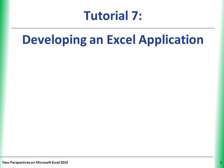 Developing an Excel Application