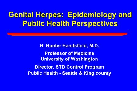 Genital Herpes: Epidemiology and Public Health Perspectives