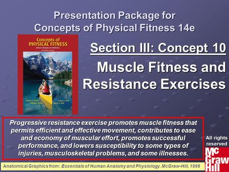 1Concepts of Physical Fitness 14e Presentation Package for Concepts of Physical Fitness 14e Section III: Concept 10 Muscle Fitness and Resistance Exercises.