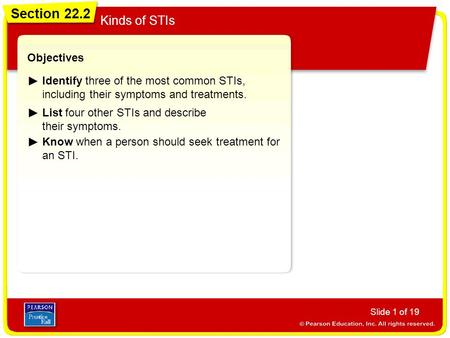 Section 22.2 Kinds of STIs Objectives
